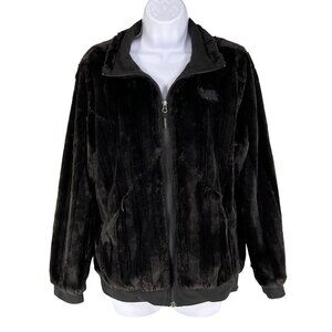 The North Face Womens M Black Osito Soft Fuzzy Full Zip Bomber Jacket Pockets